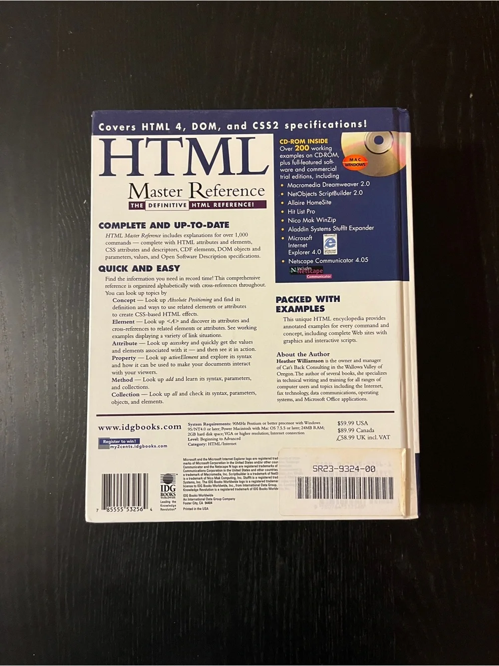 (Original $59.99) IDG Books HTML Master Reference Paperback Book CD 1999 ISBN 07